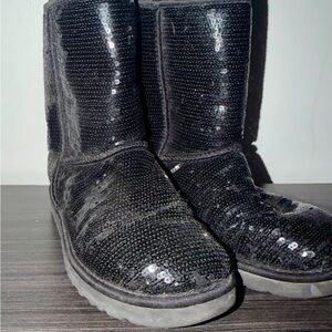 UGG Black Sequined Classic Short Boots
